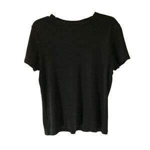 Cherokee Short Sleeve Tee Crew Neck Pullover Cotton Women's Size Large in Black